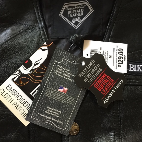 NWT Diamond Plate leather biker vest - Picture 7 of 7